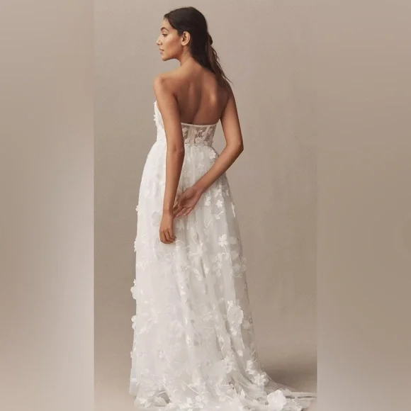 Anthropologie “The Ivy” Ivory Strapless Wedding Dress